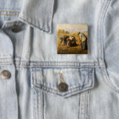Badge Carré 5 Cm Jean-François Millet - Les Gleaners (En situation)