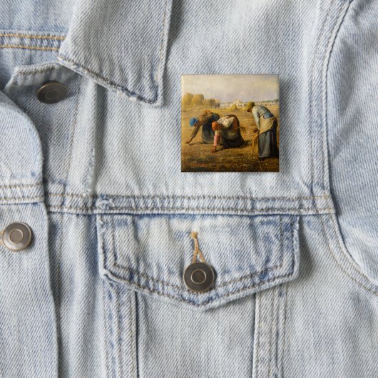 Badge Carré 5 Cm Jean-François Millet - Les Gleaners (En situation)