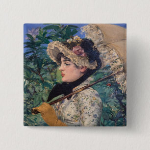 Badge Carré 5 Cm Jeanne (Printemps) par Édouard Manet