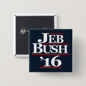 Badge Carré 5 Cm Jeb Bush 2016 boutons de campagne (Devant & derrière)