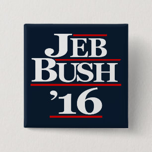 Badge Carré 5 Cm Jeb Bush 2016 boutons de campagne