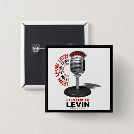 Badge Carré 5 Cm J'écoute Levin (Devant & derrière)