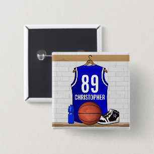 Badge Carré 5 Cm Jersey Blue and White Basketball