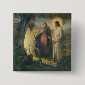 Badge Carré 5 Cm Jésus Christ ressuscité par la tombe par ML Greer (Devant)