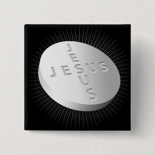 Badge Carré 5 Cm Jesus Cures Pill - Foi Religieuse Chrétienne Prier (Devant)
