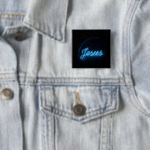 Badge Carré 5 Cm Jésus dans le bleu (En situation)