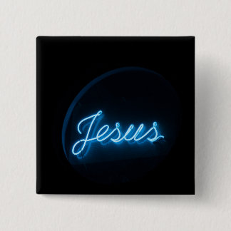 Badge Carré 5 Cm Jésus dans le bleu