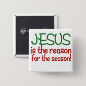Badge Carré 5 Cm Jésus est la raison de la saison (Devant & derrière)
