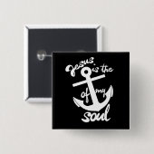 Badge Carré 5 Cm Jésus est l'ancre de mon âme (Devant & derrière)