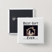 Badge Carré 5 Cm Jésus est le meilleur cadeau de chaque histoire de (Devant & derrière)