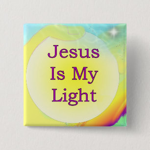 Badge Carré 5 Cm Jésus est ma lumière