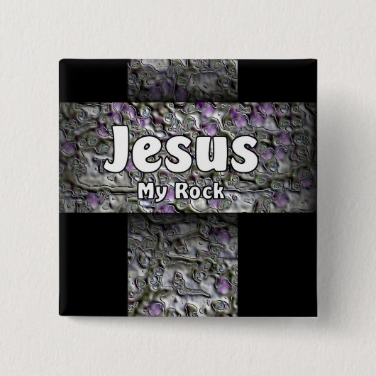 Badge Carré 5 Cm Jésus ma roche (Devant)