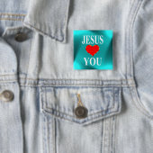 Badge Carré 5 Cm Jésus t'aime (En situation)