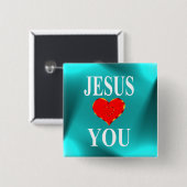 Badge Carré 5 Cm Jésus t'aime (Devant & derrière)