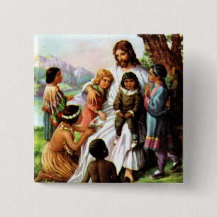 Badge Carré 5 Cm Jésus vintage aime le bouton