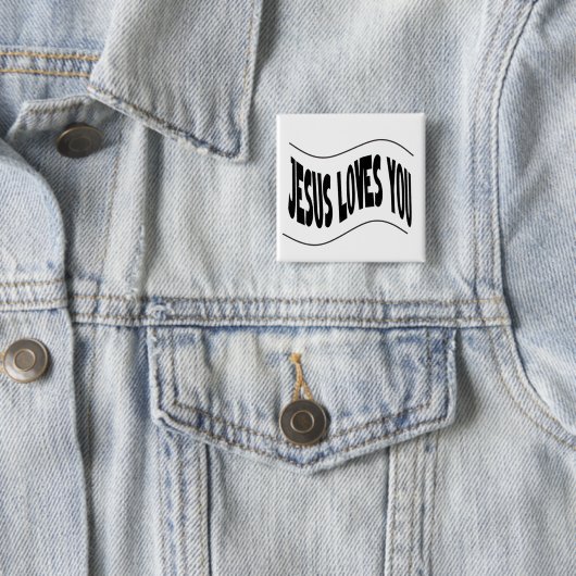Badge Carré 5 Cm Jésus vous aime (En situation)