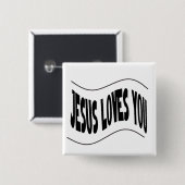 Badge Carré 5 Cm Jésus vous aime (Devant & derrière)
