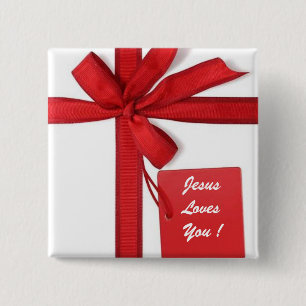 BADGE CARRÉ 5 CM JÉSUS VOUS AIME