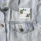 Badge Carré 5 Cm Jeu bleu d'hiver Eucalyptus Mariage Wonderland (En situation)