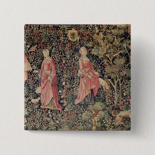 Badge Carré 5 Cm Jeu de Marelle et Cueillette de Fruits' (Devant)