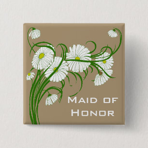 Badge Carré 5 Cm Jeu de Mariages vintage blanc Gerber Daisy Flowers
