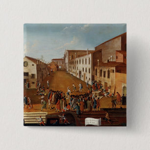 Badge Carré 5 Cm Jeu des cuvettes dans le dei Gesuiti, Venise de