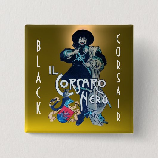 Badge Carré 5 Cm JEU NOIR CORSAIR jaune foncé (Devant)