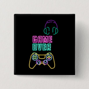 Badge Carré 5 Cm Jeu vidéo du cool Neon.