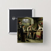 Badge Carré 5 Cm Jeune femme jouant une cithare (Devant & derrière)