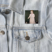 Badge Carré 5 Cm Jeune fille avec une poupée, 1838 (En situation)