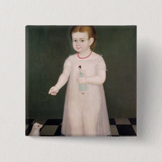 Badge Carré 5 Cm Jeune fille avec une poupée, 1838 (Devant)