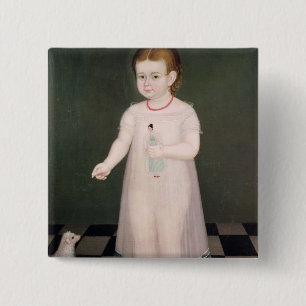 Badge Carré 5 Cm Jeune fille avec une poupée, 1838