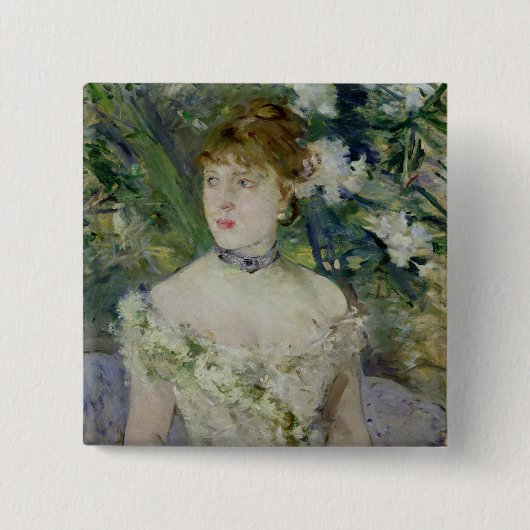 Badge Carré 5 Cm Jeune fille dans une robe de boule, 1879 (Devant)