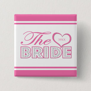 Badge Carré 5 Cm Jeune mariée à être souvenir de la borne