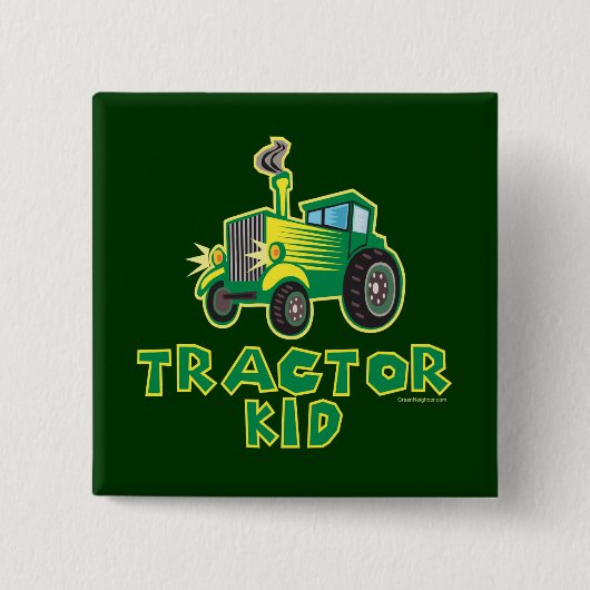 Badge Carré 5 Cm Jeune Tracteur vert (Devant)