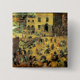 Badge Carré 5 Cm "Jeux pour enfants" de Pieter Bruegel - 1560