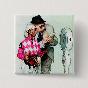 Badge Carré 5 Cm Jockey pesant dedans par Norman Rockwell