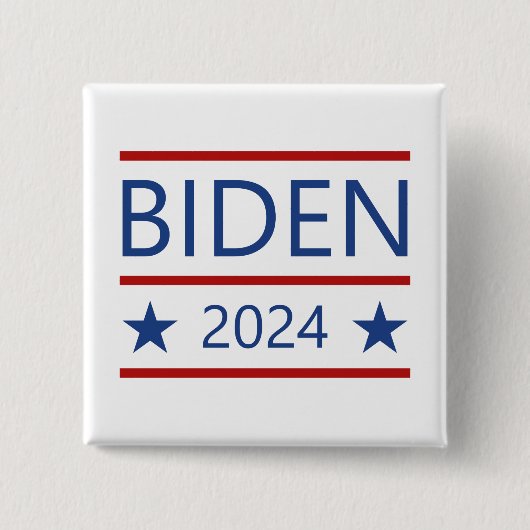 Badge Carré 5 Cm Joe Biden 2024 avec Patriotic Red Lines (Devant)