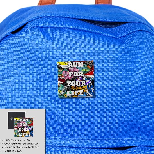 Badge Carré 5 Cm Jogger du coureur d'art pop gras