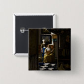 Badge Carré 5 Cm Johannes Vermeer - La lettre d'amour (Devant & derrière)