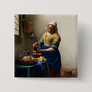 Badge Carré 5 Cm Johannes Vermeer - La Milkmaid