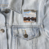Badge Carré 5 Cm Johannes Vermeer - Vue de Delft (En situation)