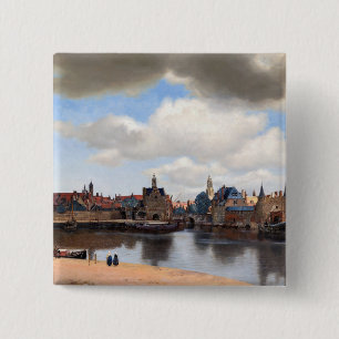 Badge Carré 5 Cm Johannes Vermeer - Vue de Delft