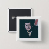 Badge Carré 5 Cm John F. Kennedy (Devant & derrière)
