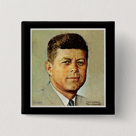 Badge Carré 5 Cm John F. Kennedy DANS MEMORIAM (Devant)