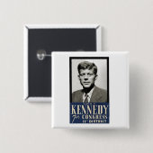 Badge Carré 5 Cm John F. Kennedy pour le congrès (Devant & derrière)