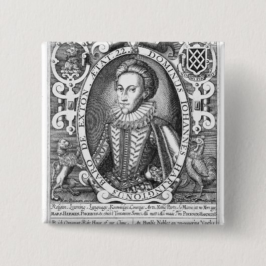 Badge Carré 5 Cm John Harington, 2ème baron Harington d'Exton (Devant)