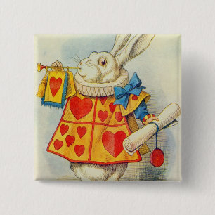 Badge Carré 5 Cm John Tenniel   The White Rabbit