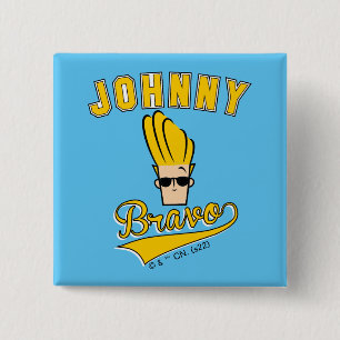 Badge Carré 5 Cm Johnny Bravo Collegiate Graphic