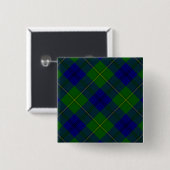 Badge Carré 5 Cm Johnstone tartan bleu vert plaid (Devant & derrière)